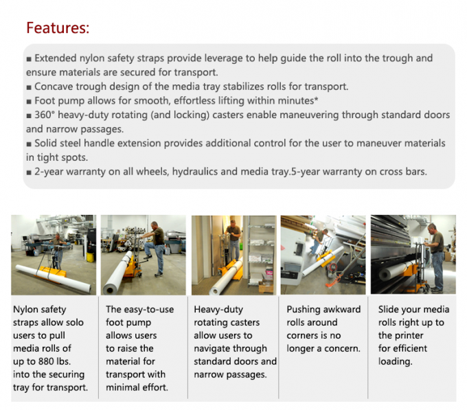 시노리프트 PFR 모든 방향 수동 수압 종이 롤리퍼 1
