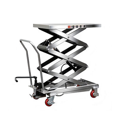 TFD15S Stainless Steel Manual Scissor Lift Cart - Heavy Duty Double/Triple Hydraulic Lift Table