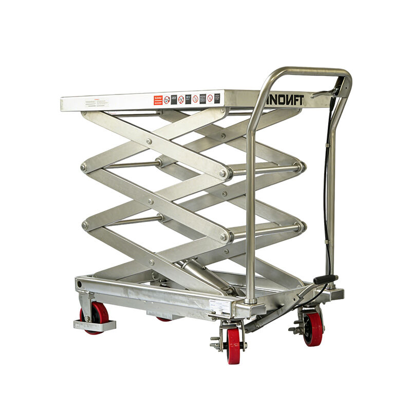 TFD15S Stainless Steel Manual Scissor Lift Cart - Heavy Duty Double/Triple Hydraulic Lift Table